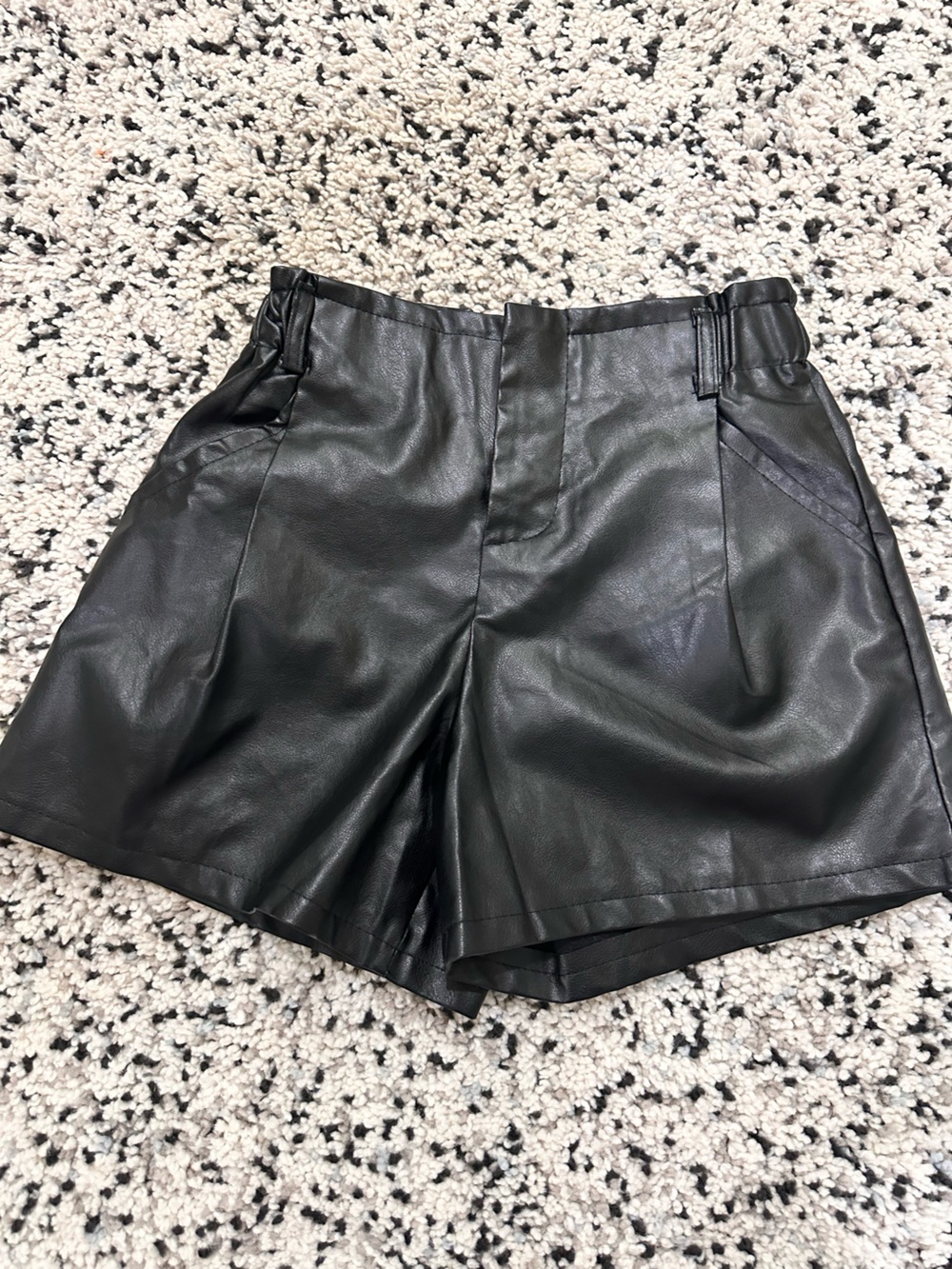 Black Faux Leather Women’s High-Waist Shorts size S